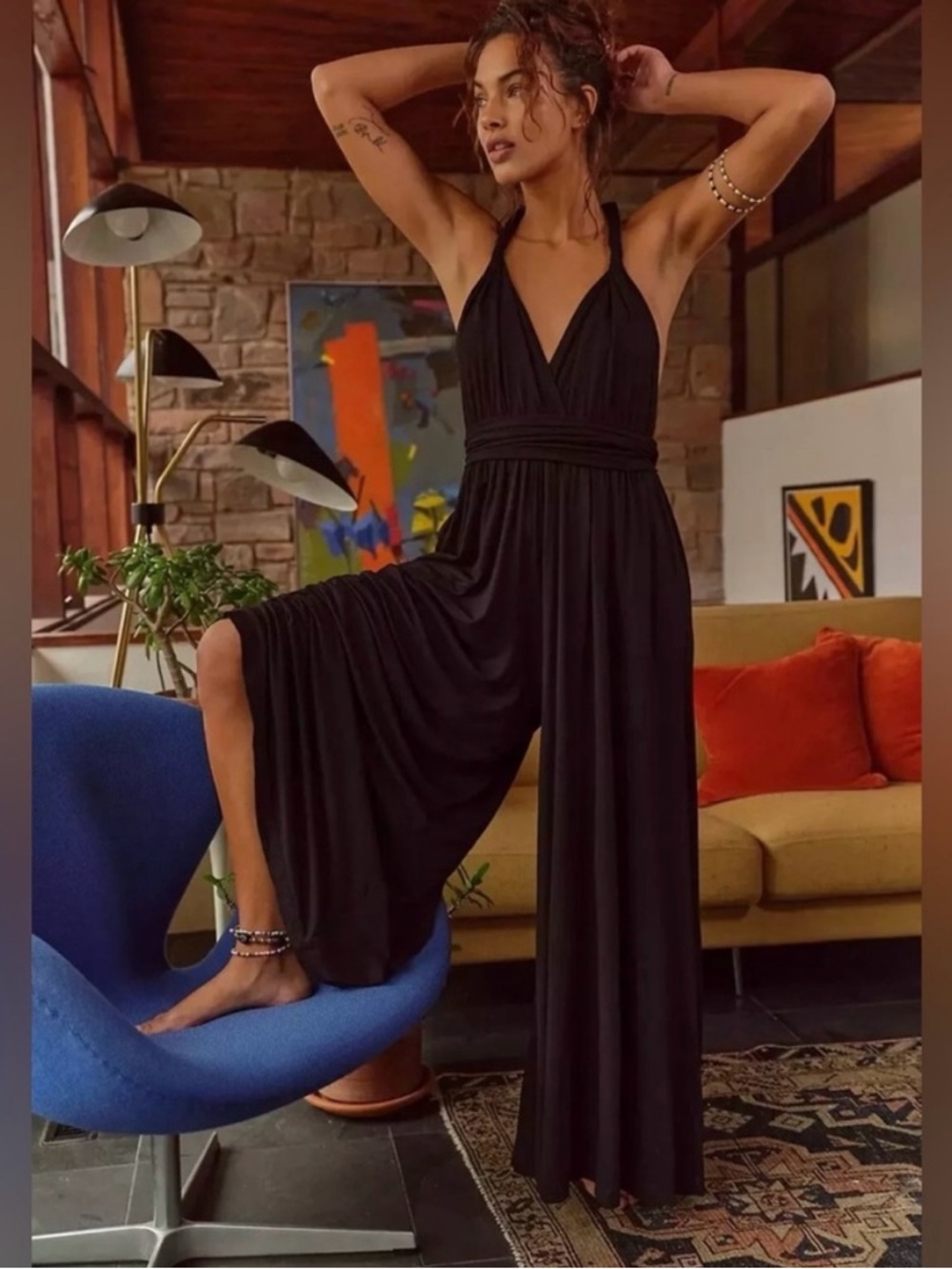 NWT Free People Multi Way Wide-Leg Jumpsuit BLACK